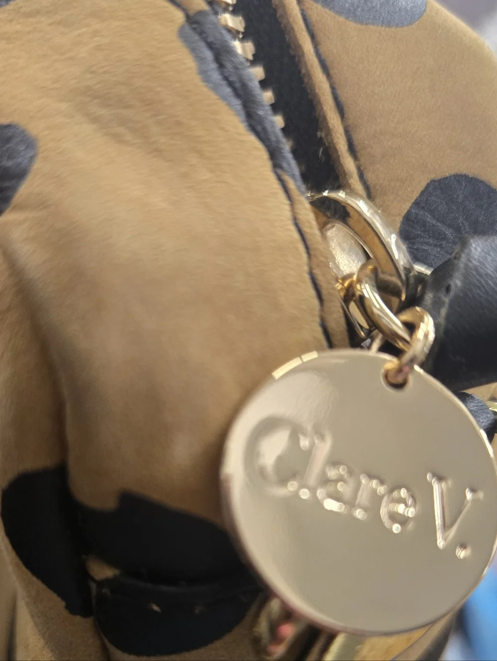 CLARE V. CROSSBODY‎ BAG WITH LEOPARD PRINT New